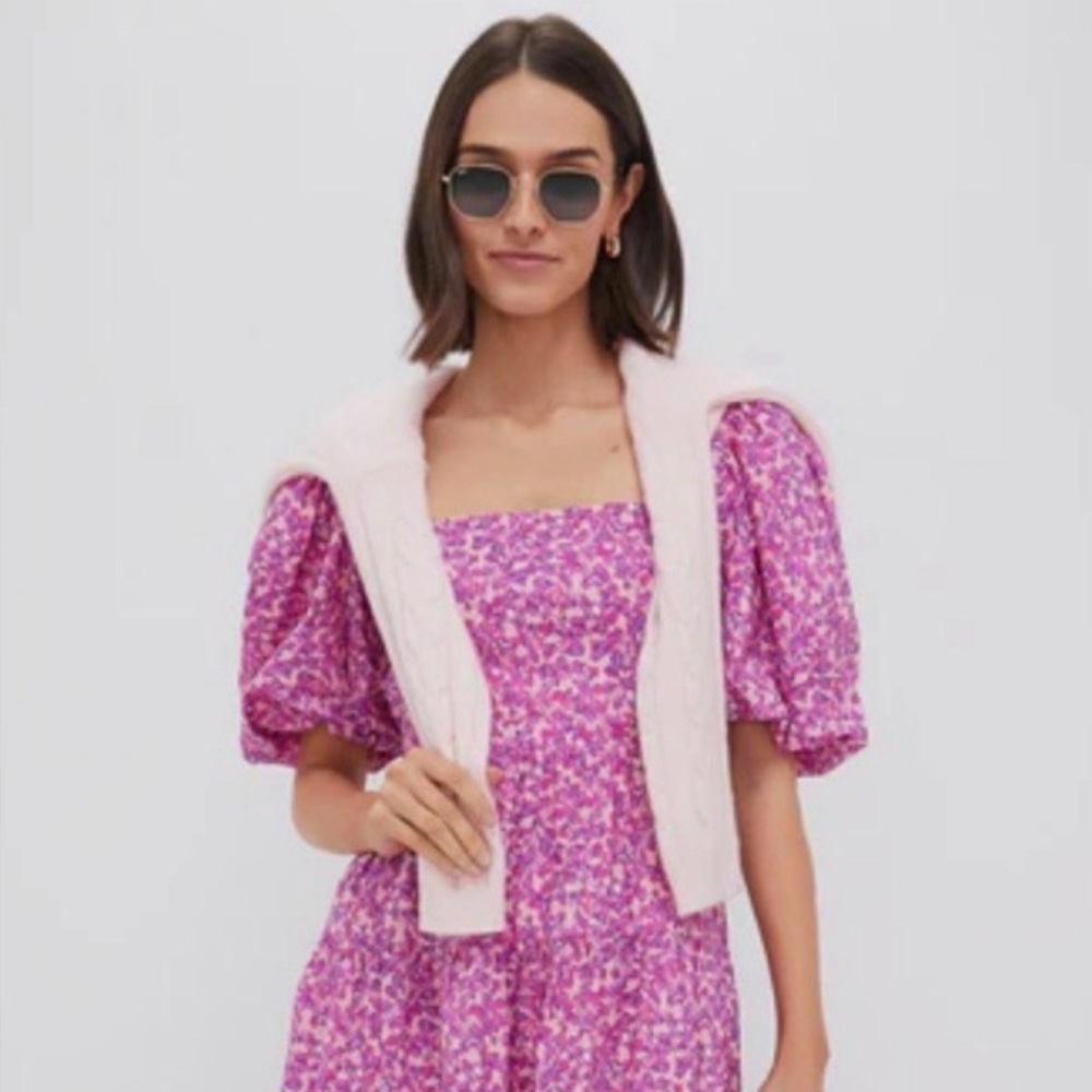 Tuckernuck Hyacinth House Pink Multi Floral Estella Midi Dress